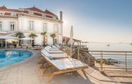 The Hotel Albatroz's sunbeds with spectacular sea views situated in amazing Lisbon.