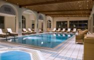 The Hotel Ermitage Evian Resort's scenic spa indoor pool in gorgeous French Alps.