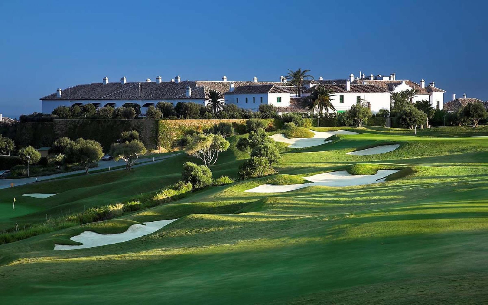 The Finca Cortesin Golf Club's picturesque golf course in pleasing Costa Del Sol.