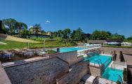 The Palazzo Di Varignana Resort's lovely main pool within staggering Northern Italy.