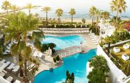 The Hotel Puente Romano's impressive main pool within astounding Costa Del Sol.