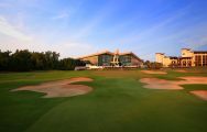 The Abu Dhabi Golf Club's picturesque golf course in pleasing Abu Dhabi.