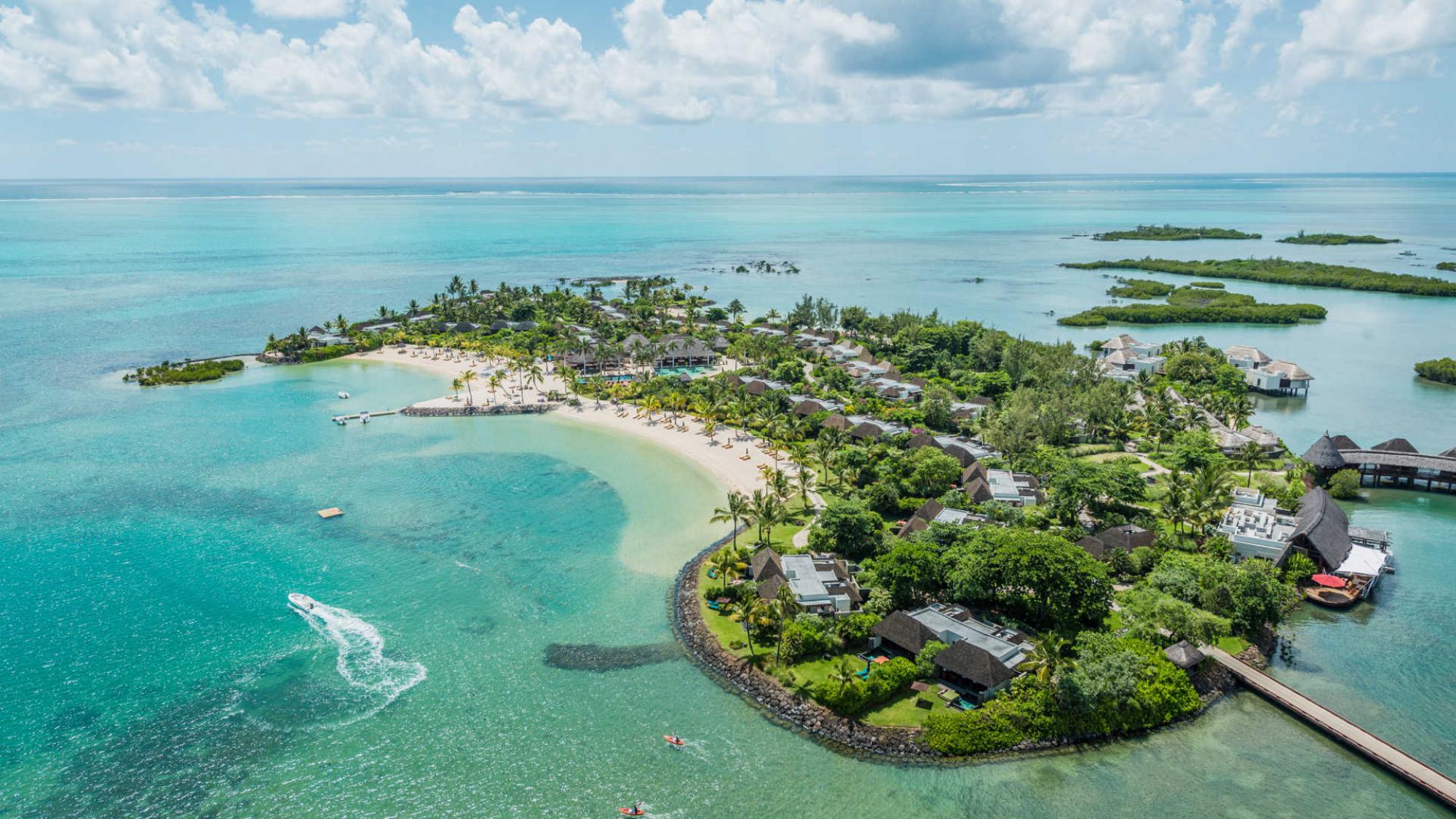 The Four Seasons Resort Mauritius at Anahita's impressive ariel view in incredible Mauritius.