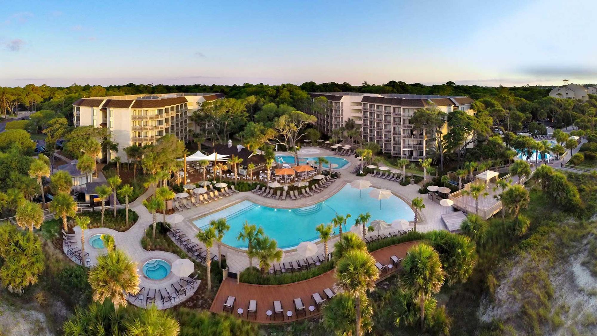 View Omni Hilton Head Oceanfront Resort's impressive main pool situated in dazzling South Carolina.