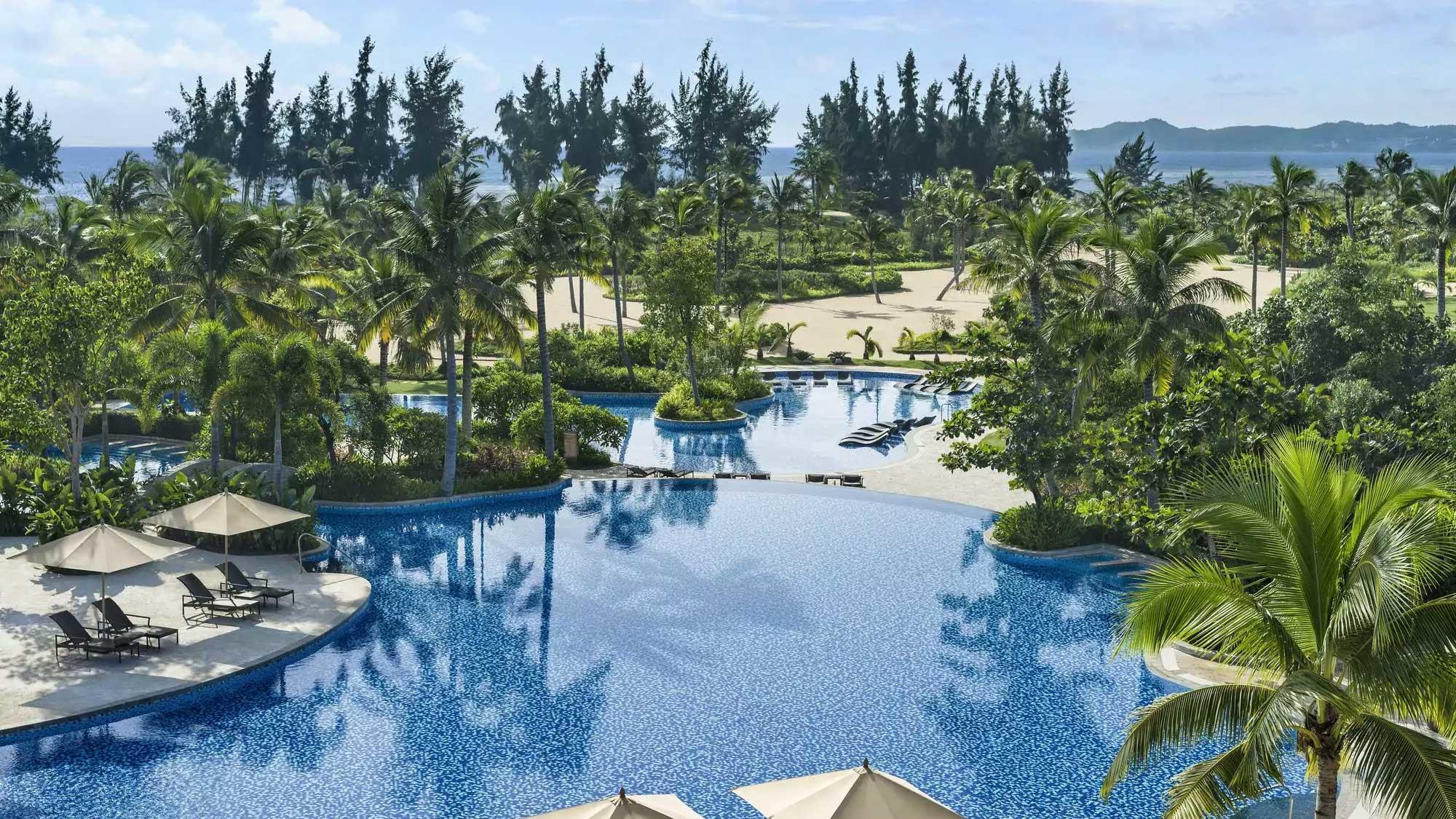 The Shangri-La Sanya Resort and Spa's beautiful main pool within amazing China.