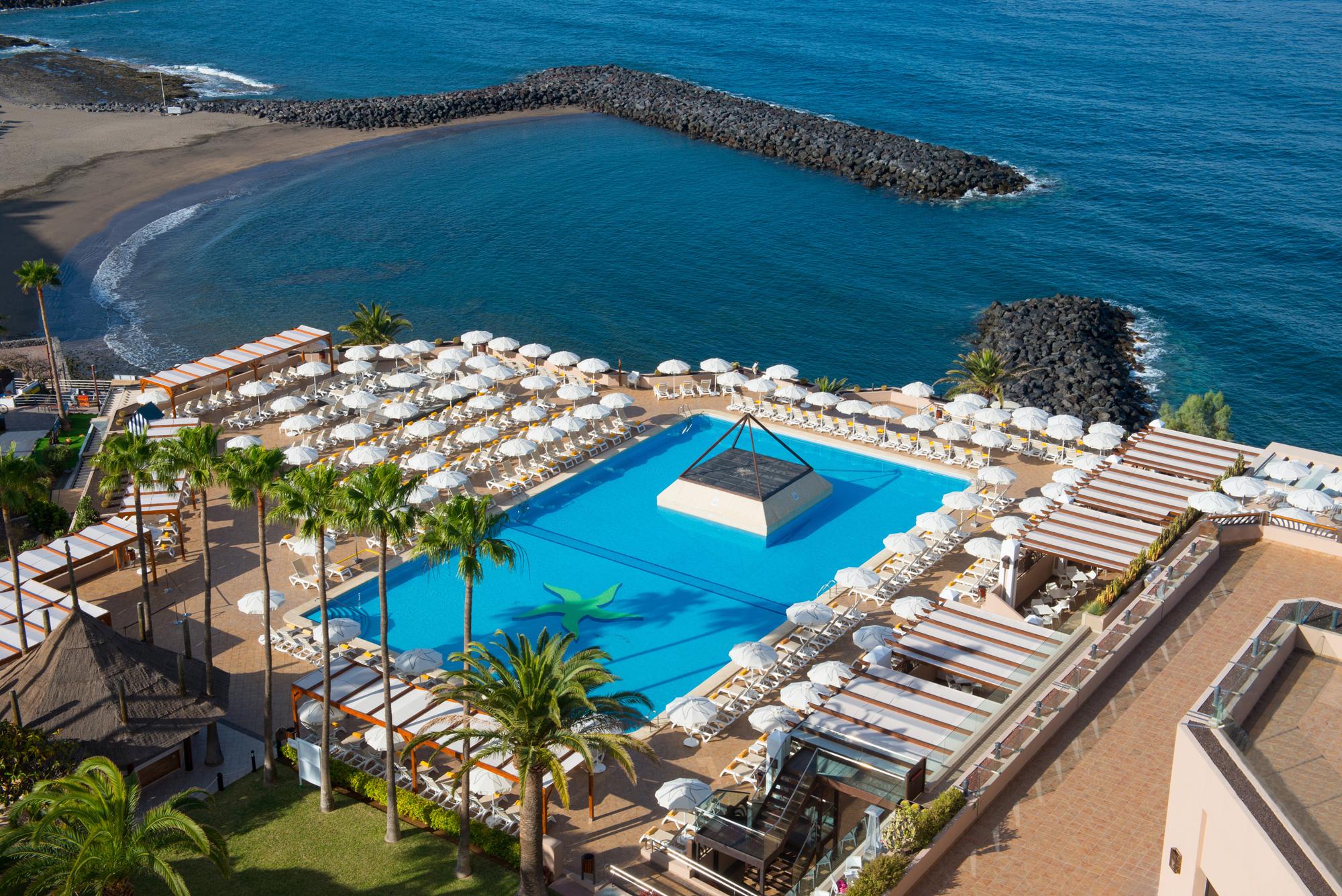 The Iberostar Bouganville Playa's picturesque sea view pool situated in stunning Tenerife.