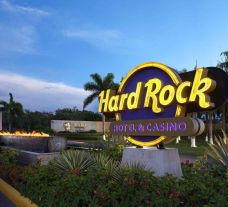 View Hard Rock Hotel  Casino Punta Cana's lovely entrance within impressive Dominican Republic.