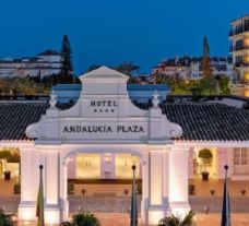 The H10 Andalucia Plaza Hotel's beautiful entrance in striking Costa Del Sol.