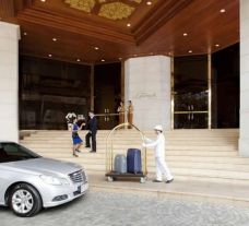 the impressive front entrance to the Landmark Hotel - Bangkok