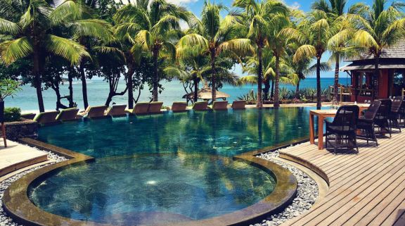The Tamarina Golf  Spa Boutique Hotel's impressive sea view pool within brilliant Mauritius.