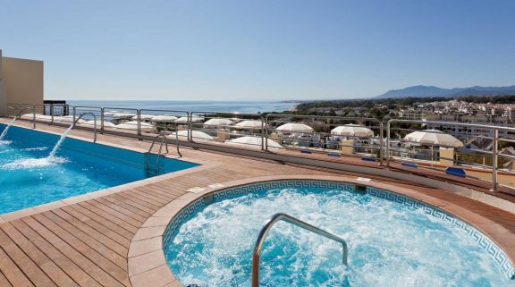 The Senator Marbella's lovely main pool in dramatic Costa Del Sol.