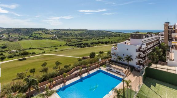 View Ona Valle Romano Golf  Resort's lovely pool within impressive Costa Del Sol.