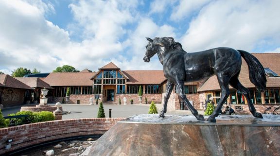 View Old Thorns Manor Hotel's lovely entrance within dramatic Hampshire.